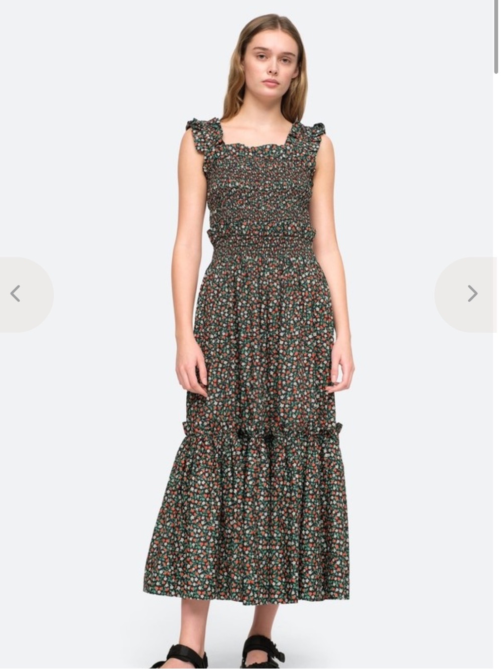 Sea New York Black Maxi Dress with Daisy & Red Strawberry Print NWOT